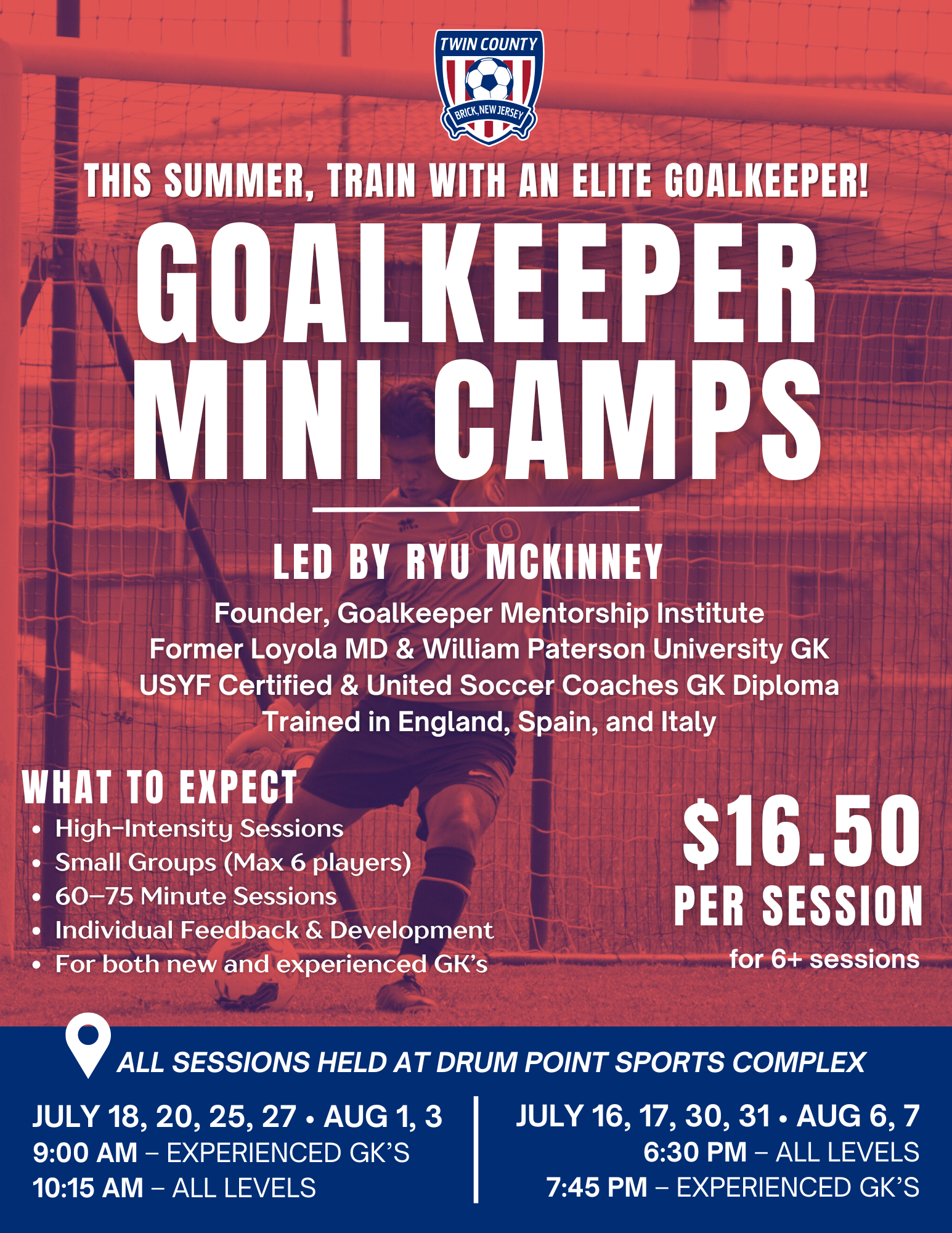 Brick NJ Goalkeeper Camp at Twin County
